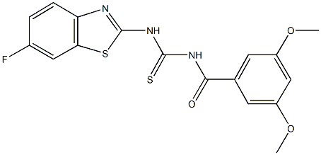 N-(3,5-dimethoxybenzoyl)-N'-(6-fluoro-1,3-benzothiazol-2-yl)thiourea,477324-39-3,结构式