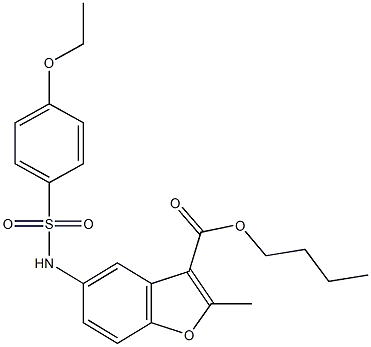 butyl 5-{[(4-ethoxyphenyl)sulfonyl]amino}-2-methyl-1-benzofuran-3-carboxylate 化学構造式