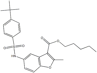 pentyl 5-{[(4-tert-butylphenyl)sulfonyl]amino}-2-methyl-1-benzofuran-3-carboxylate Structure