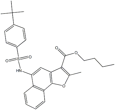 butyl 5-{[(4-tert-butylphenyl)sulfonyl]amino}-2-methylnaphtho[1,2-b]furan-3-carboxylate Structure