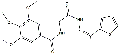 3,4,5-trimethoxy-N-(2-oxo-2-{2-[1-(2-thienyl)ethylidene]hydrazino}ethyl)benzamide Structure