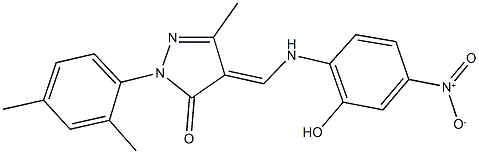 2-(2,4-dimethylphenyl)-4-({2-hydroxy-4-nitroanilino}methylene)-5-methyl-2,4-dihydro-3H-pyrazol-3-one Structure