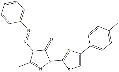 5-methyl-2-[4-(4-methylphenyl)-1,3-thiazol-2-yl]-4-(phenyldiazenyl)-2,4-dihydro-3H-pyrazol-3-one Struktur