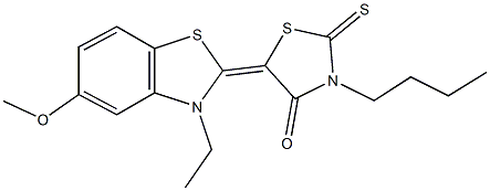 3-butyl-5-(3-ethyl-5-methoxy-1,3-benzothiazol-2(3H)-ylidene)-2-thioxo-1,3-thiazolidin-4-one,480995-10-6,结构式