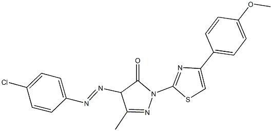 4-[(4-chlorophenyl)diazenyl]-2-[4-(4-methoxyphenyl)-1,3-thiazol-2-yl]-5-methyl-2,4-dihydro-3H-pyrazol-3-one 结构式