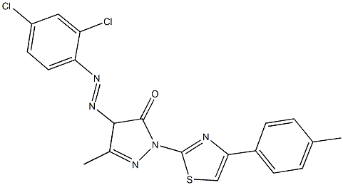 4-[(2,4-dichlorophenyl)diazenyl]-5-methyl-2-[4-(4-methylphenyl)-1,3-thiazol-2-yl]-2,4-dihydro-3H-pyrazol-3-one 化学構造式