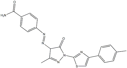 4-({3-methyl-1-[4-(4-methylphenyl)-1,3-thiazol-2-yl]-5-oxo-4,5-dihydro-1H-pyrazol-4-yl}diazenyl)benzamide Struktur