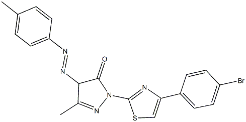 2-[4-(4-bromophenyl)-1,3-thiazol-2-yl]-5-methyl-4-[(4-methylphenyl)diazenyl]-2,4-dihydro-3H-pyrazol-3-one 化学構造式