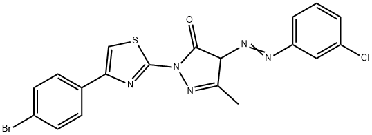 2-[4-(4-bromophenyl)-1,3-thiazol-2-yl]-4-[(3-chlorophenyl)diazenyl]-5-methyl-2,4-dihydro-3H-pyrazol-3-one 结构式