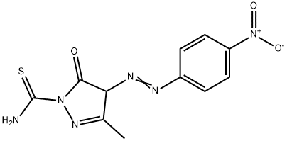 4-({4-nitrophenyl}diazenyl)-3-methyl-5-oxo-4,5-dihydro-1H-pyrazole-1-carbothioamide Struktur