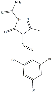3-methyl-5-oxo-4-[(2,4,6-tribromophenyl)diazenyl]-4,5-dihydro-1H-pyrazole-1-carbothioamide,481703-11-1,结构式