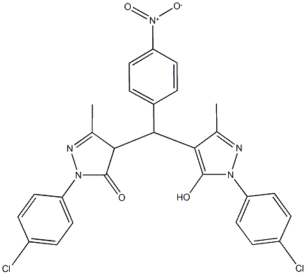 2-(4-chlorophenyl)-4-([1-(4-chlorophenyl)-5-hydroxy-3-methyl-1H-pyrazol-4-yl]{4-nitrophenyl}methyl)-5-methyl-2,4-dihydro-3H-pyrazol-3-one,482279-68-5,结构式