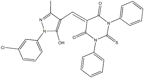 482279-85-6 5-{[1-(3-chlorophenyl)-5-hydroxy-3-methyl-1H-pyrazol-4-yl]methylene}-1,3-diphenyl-2-thioxodihydro-4,6(1H,5H)-pyrimidinedione