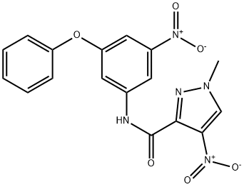 4-nitro-N-{3-nitro-5-phenoxyphenyl}-1-methyl-1H-pyrazole-3-carboxamide 化学構造式