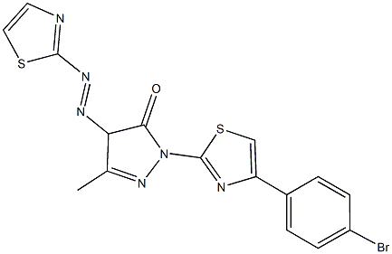 2-[4-(4-bromophenyl)-1,3-thiazol-2-yl]-5-methyl-4-(1,3-thiazol-2-yldiazenyl)-2,4-dihydro-3H-pyrazol-3-one Structure