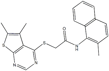 2-[(5,6-dimethylthieno[2,3-d]pyrimidin-4-yl)sulfanyl]-N-(2-methyl-1-naphthyl)acetamide Structure