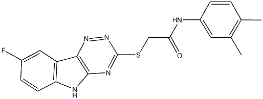 N-(3,4-dimethylphenyl)-2-[(8-fluoro-5H-[1,2,4]triazino[5,6-b]indol-3-yl)sulfanyl]acetamide Struktur