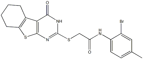 N-(2-bromo-4-methylphenyl)-2-[(4-oxo-3,4,5,6,7,8-hexahydro[1]benzothieno[2,3-d]pyrimidin-2-yl)sulfanyl]acetamide,482639-42-9,结构式