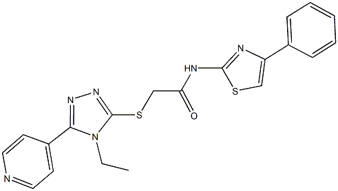 2-{[4-ethyl-5-(4-pyridinyl)-4H-1,2,4-triazol-3-yl]sulfanyl}-N-(4-phenyl-1,3-thiazol-2-yl)acetamide Structure