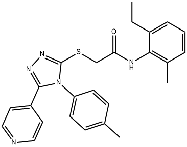 N-(2-ethyl-6-methylphenyl)-2-{[4-(4-methylphenyl)-5-(4-pyridinyl)-4H-1,2,4-triazol-3-yl]sulfanyl}acetamide,482640-39-1,结构式
