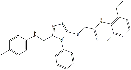 2-({5-[(2,4-dimethylanilino)methyl]-4-phenyl-4H-1,2,4-triazol-3-yl}sulfanyl)-N-(2-ethyl-6-methylphenyl)acetamide|