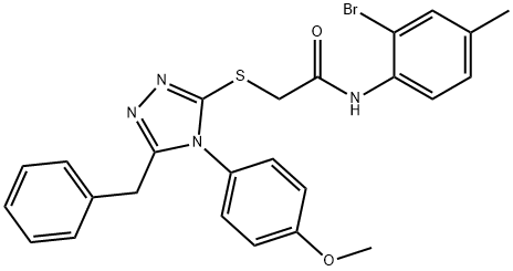 2-{[5-benzyl-4-(4-methoxyphenyl)-4H-1,2,4-triazol-3-yl]sulfanyl}-N-(2-bromo-4-methylphenyl)acetamide Struktur