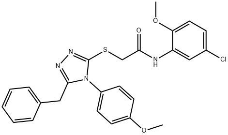 2-{[5-benzyl-4-(4-methoxyphenyl)-4H-1,2,4-triazol-3-yl]sulfanyl}-N-(5-chloro-2-methoxyphenyl)acetamide,482644-86-0,结构式