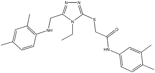 2-({5-[(2,4-dimethylanilino)methyl]-4-ethyl-4H-1,2,4-triazol-3-yl}sulfanyl)-N-(3,4-dimethylphenyl)acetamide 化学構造式