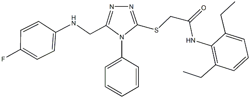 N-(2,6-diethylphenyl)-2-({5-[(4-fluoroanilino)methyl]-4-phenyl-4H-1,2,4-triazol-3-yl}sulfanyl)acetamide 结构式