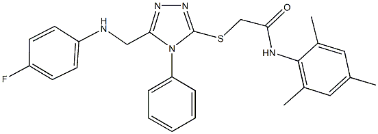 2-({5-[(4-fluoroanilino)methyl]-4-phenyl-4H-1,2,4-triazol-3-yl}sulfanyl)-N-mesitylacetamide Structure