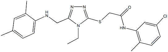 N-(5-chloro-2-methylphenyl)-2-({5-[(2,4-dimethylanilino)methyl]-4-ethyl-4H-1,2,4-triazol-3-yl}sulfanyl)acetamide,482646-01-5,结构式
