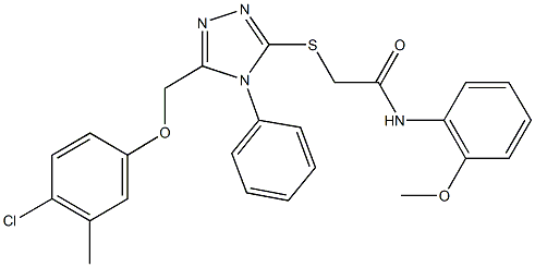 2-({5-[(4-chloro-3-methylphenoxy)methyl]-4-phenyl-4H-1,2,4-triazol-3-yl}sulfanyl)-N-(2-methoxyphenyl)acetamide,482651-52-5,结构式