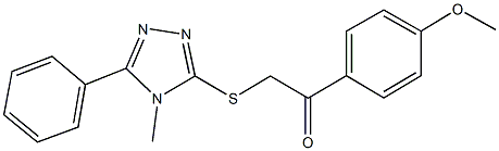 1-(4-methoxyphenyl)-2-[(4-methyl-5-phenyl-4H-1,2,4-triazol-3-yl)sulfanyl]ethanone Struktur