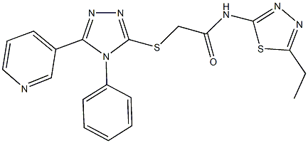 N-(5-ethyl-1,3,4-thiadiazol-2-yl)-2-[(4-phenyl-5-pyridin-3-yl-4H-1,2,4-triazol-3-yl)sulfanyl]acetamide 化学構造式