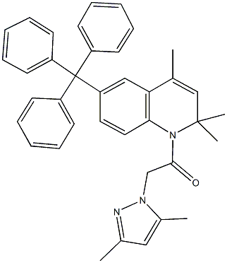 1-[(3,5-dimethyl-1H-pyrazol-1-yl)acetyl]-2,2,4-trimethyl-6-trityl-1,2-dihydroquinoline Structure