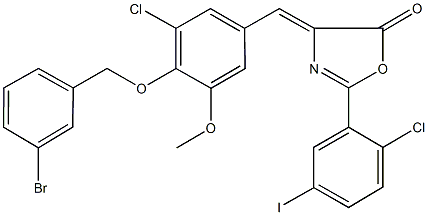 4-{4-[(3-bromobenzyl)oxy]-3-chloro-5-methoxybenzylidene}-2-(2-chloro-5-iodophenyl)-1,3-oxazol-5(4H)-one|