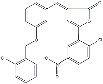 4-{3-[(2-chlorobenzyl)oxy]benzylidene}-2-{2-chloro-5-nitrophenyl}-1,3-oxazol-5(4H)-one,483276-87-5,结构式