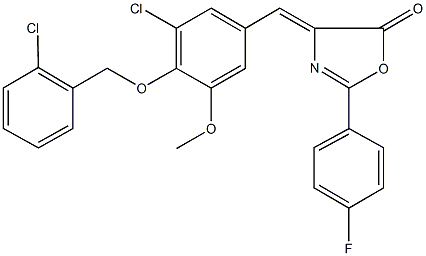 4-{3-chloro-4-[(2-chlorobenzyl)oxy]-5-methoxybenzylidene}-2-(4-fluorophenyl)-1,3-oxazol-5(4H)-one 结构式