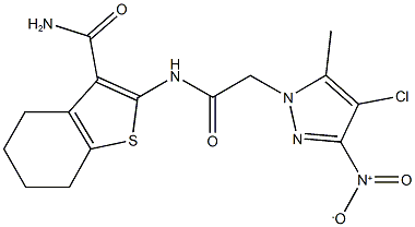 483277-18-5 2-[({4-chloro-3-nitro-5-methyl-1H-pyrazol-1-yl}acetyl)amino]-4,5,6,7-tetrahydro-1-benzothiophene-3-carboxamide