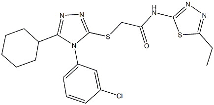 2-{[4-(3-chlorophenyl)-5-cyclohexyl-4H-1,2,4-triazol-3-yl]sulfanyl}-N-(5-ethyl-1,3,4-thiadiazol-2-yl)acetamide|