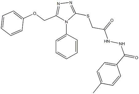 N'-(4-methylbenzoyl)-2-{[5-(phenoxymethyl)-4-phenyl-4H-1,2,4-triazol-3-yl]sulfanyl}acetohydrazide 化学構造式