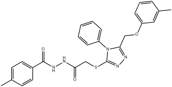 N'-(4-methylbenzoyl)-2-({5-[(3-methylphenoxy)methyl]-4-phenyl-4H-1,2,4-triazol-3-yl}sulfanyl)acetohydrazide,483284-64-6,结构式