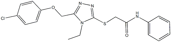 2-({5-[(4-chlorophenoxy)methyl]-4-ethyl-4H-1,2,4-triazol-3-yl}sulfanyl)-N-phenylacetamide 化学構造式