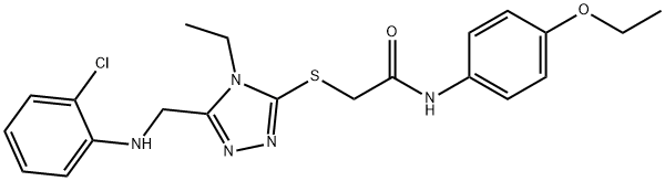 2-({5-[(2-chloroanilino)methyl]-4-ethyl-4H-1,2,4-triazol-3-yl}sulfanyl)-N-(4-ethoxyphenyl)acetamide,483289-15-2,结构式