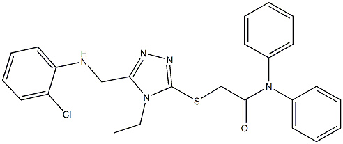 2-({5-[(2-chloroanilino)methyl]-4-ethyl-4H-1,2,4-triazol-3-yl}sulfanyl)-N,N-diphenylacetamide 化学構造式
