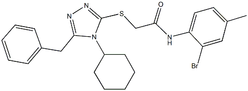 2-[(5-benzyl-4-cyclohexyl-4H-1,2,4-triazol-3-yl)sulfanyl]-N-(2-bromo-4-methylphenyl)acetamide Struktur