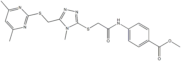 methyl 4-({[(5-{[(4,6-dimethyl-2-pyrimidinyl)sulfanyl]methyl}-4-methyl-4H-1,2,4-triazol-3-yl)sulfanyl]acetyl}amino)benzoate Structure