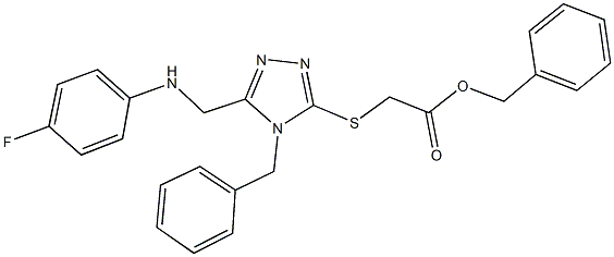 benzyl ({4-benzyl-5-[(4-fluoroanilino)methyl]-4H-1,2,4-triazol-3-yl}sulfanyl)acetate 化学構造式