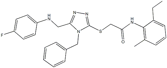 2-({4-benzyl-5-[(4-fluoroanilino)methyl]-4H-1,2,4-triazol-3-yl}sulfanyl)-N-(2-ethyl-6-methylphenyl)acetamide,483301-74-2,结构式