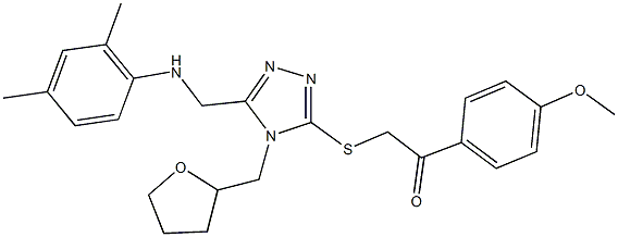 2-{[5-[(2,4-dimethylanilino)methyl]-4-(tetrahydro-2-furanylmethyl)-4H-1,2,4-triazol-3-yl]sulfanyl}-1-(4-methoxyphenyl)ethanone Structure